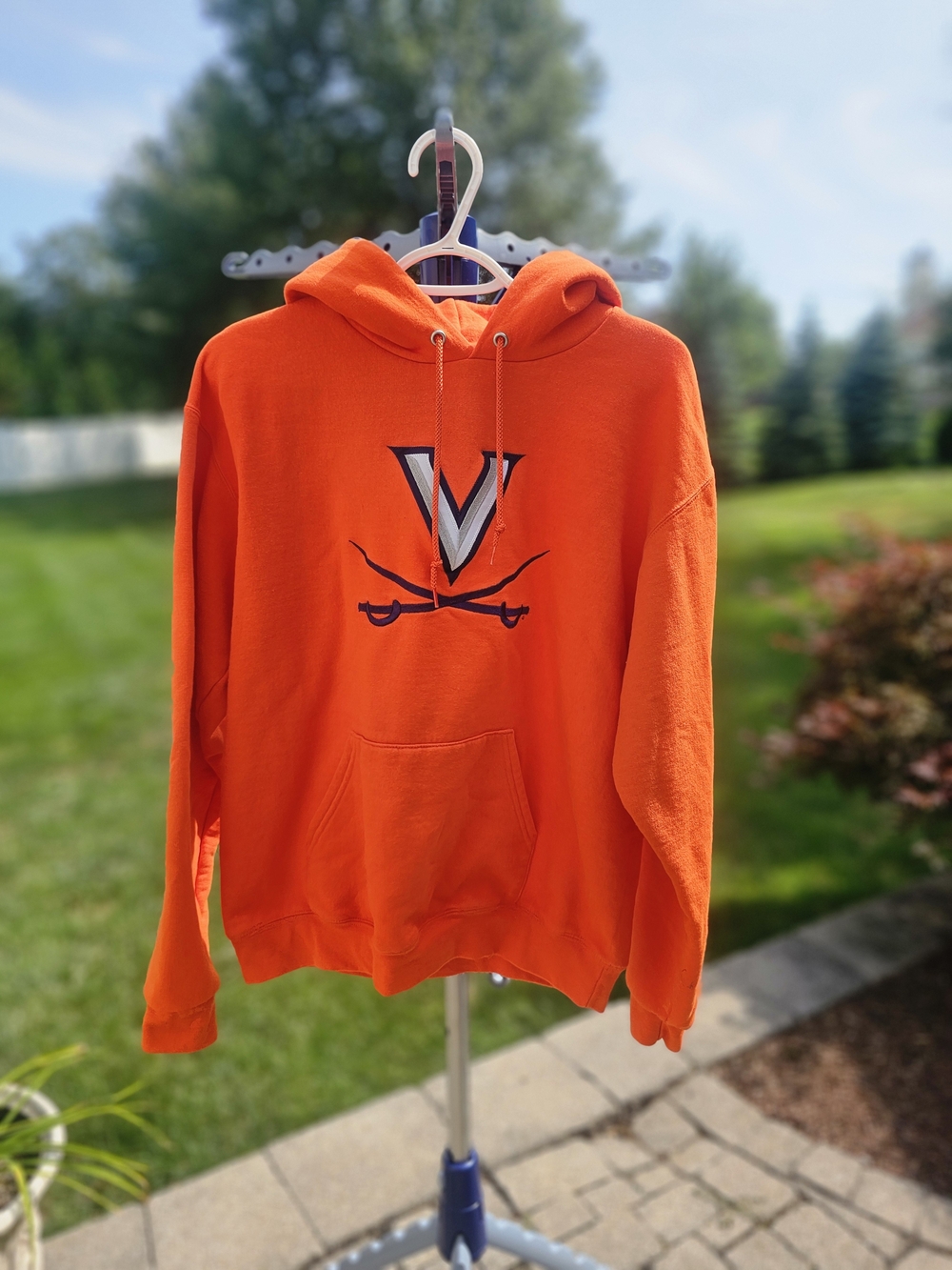 Men's - University of Virginia Men's Bright Orange Pullover Hoodie with UVA Logo